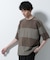 リラックス異素材ボーダーTシャツ 半袖