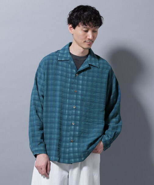 シースルーチェックシャツ 長袖