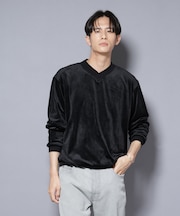 ベロアプルオーバー Vネックスウェット