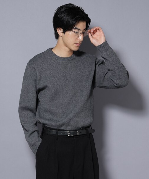 PBTストレッチクルーネックニット