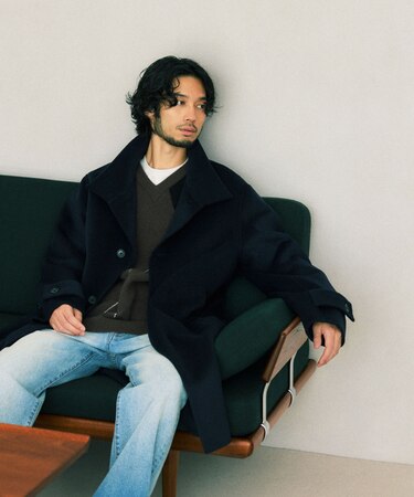 ウールリバースタンドベルテッドコート