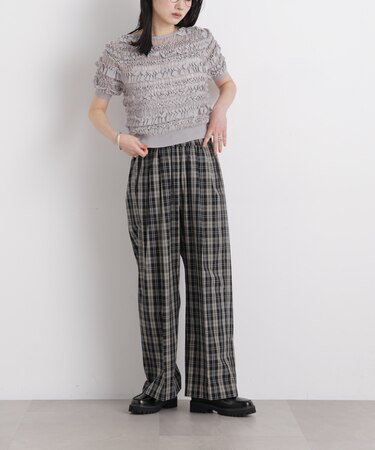 チェックイージーワイドパンツ