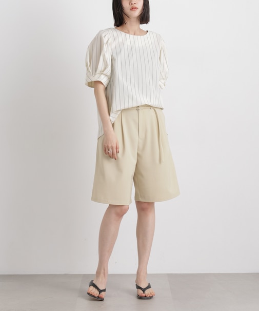 メランジストレッチベルト付ハーフパンツ(セットアップ可)