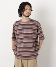コーマコットンランダムボーダーTシャツ