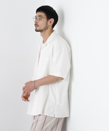 「FRENCH LINEN」 フライフロント半袖シャツ