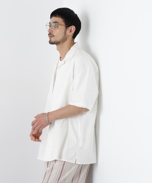 「FRENCH LINEN」 フライフロント半袖シャツ