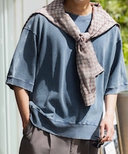 ケミカル加工袖線切替えTシャツ