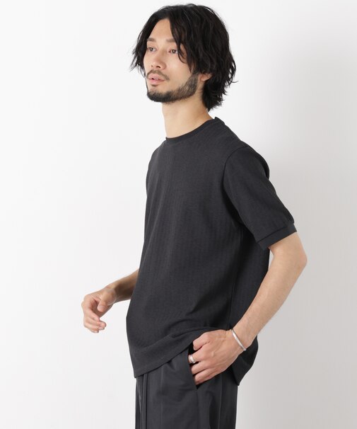 「モダンコンフォート」ヘリンボン クルーネックTシャツ 半袖