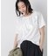 アシンメトリーフリル異素材コンビTシャツ