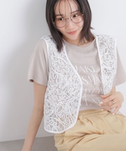 刺繍レースショートジレ