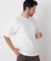 リブボーダーポケットTシャツ 半袖