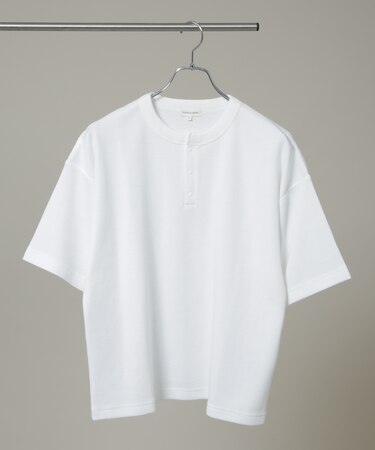 NORMANBROS/ショート丈ワッフルヘンリーネックTシャツ 半袖