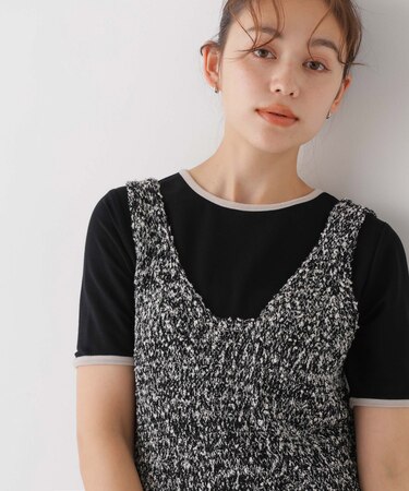 WEB限定／ベロアパイピングリンガーTシャツ