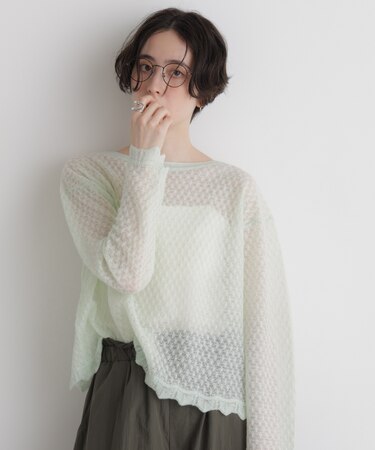 ヘアリーレースニットプルオーバー