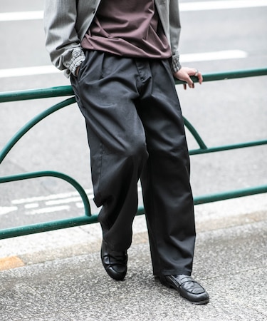 WEB限定／TCツイルワイドタックカーブパンツ