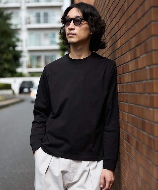 WEB限定/度詰めプレーティングクロップドTシャツ長袖