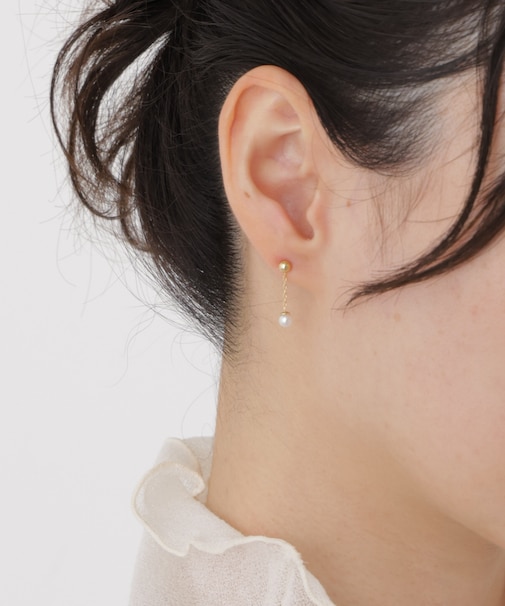 イミテーションパールチェーンピアス