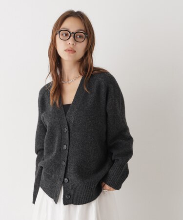 圧縮サドルスリーブVネックニットカーディガン
