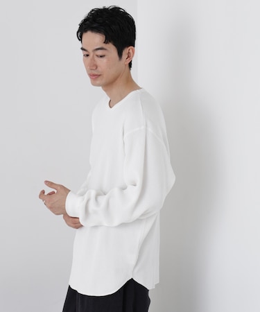 ヘヴィーワッフルクルーネックTシャツ 長袖