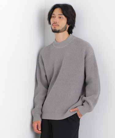 コットンMIXバルキーモックネックニット
