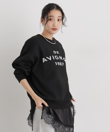前後2wayジャガードロゴニットトップス