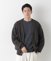 WEB限定/ワイドフィット畔編カーディガン