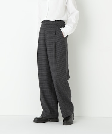 ◆先染めチェックタックセミワイドパンツ
