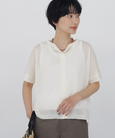 ◆≪名品 ／ 洗える≫ シアーハイゲージキーネックプルオーバー