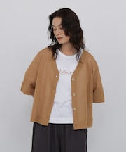 ◆≪名品 ／ 洗える≫ シアーハイゲージＶネック５分袖カーディガン