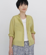 ◆≪名品 ／ 洗える ／ 4色展開！≫ラミーバンドカラーシャツブラウス