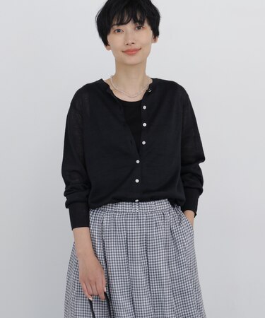 ◆《待望の再販 ／ 名品 ／ 洗える》 ラミーハイゲージクルーネックカーディガン