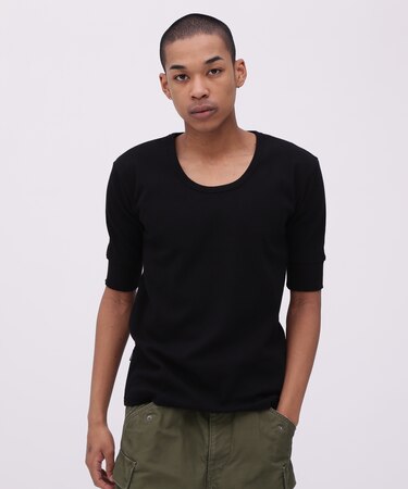 《DAILY/デイリー》HALF SLEEVE U-NECK T-SHIRT/デイリー 五分袖 Uネック Tシャツ/AVIREX