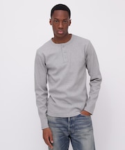 《DAILY/デイリー》RIB L/S HENLEY NECK T-SHIRT