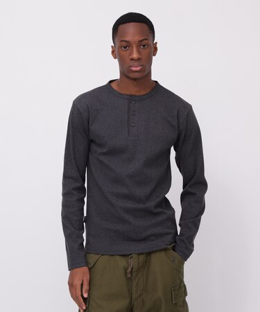 《DAILY/デイリー》RIB L/S HENLEY NECK T-SHIRT