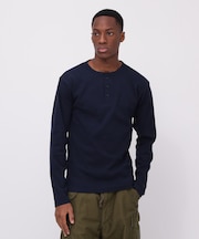 《DAILY/デイリー》RIB L/S HENLEY NECK T-SHIRT