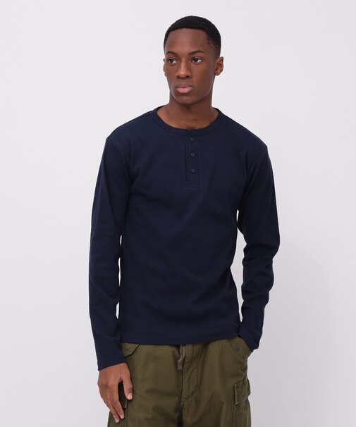 《DAILY/デイリー》RIB L/S HENLEY NECK T-SHIRT