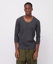 《DAILY／デイリー》2／3 SLEEVE U-NECK T-SHIRT／2／3 スリーブ Uネック Tシャツ