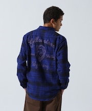 BLEACH WASHED NEP CHECK SHIRT ”YELLOW STONE”