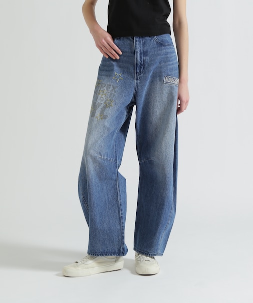 WAPPEN BARREL LEG DENIM PANTS