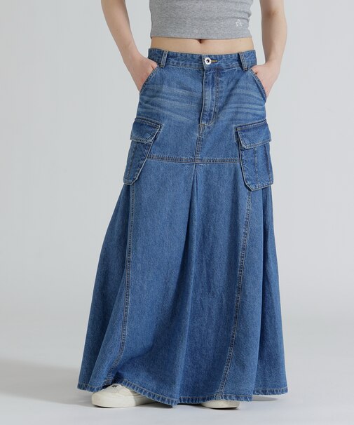 DENIM MERMAID CARGO SKIRT