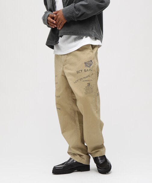 AGED LOOK STENCIL CHINO PANTS