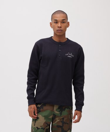 《直営店限定》HONEYCOMB HENLEY NECK L/S T-SHIRT