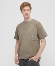 AGED-LOOK S／S NAVY STENCIL T-SHIRT