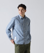 FLORAL PATTERN DENIM WORK L／S SHIRT