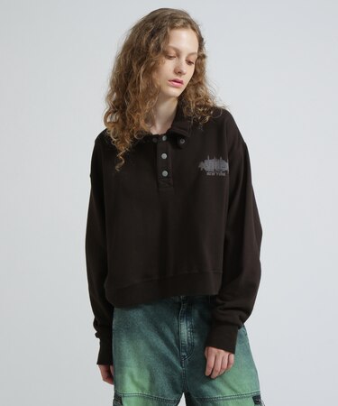 《WOMAN》HALF BUTTON VINTAGE SWEAT