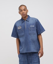《AVIREX × UNIVERSAL OVERALL》NAVY POSTAL HALF ZIP SHIRT