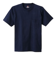 ヘインズ(Hanes)Tシャツ メンズ ビーフィー ポケット BEEFY 半袖 クルーネック ネイビー 紺 T 定番 長持ち H5190 370 オンライン価格