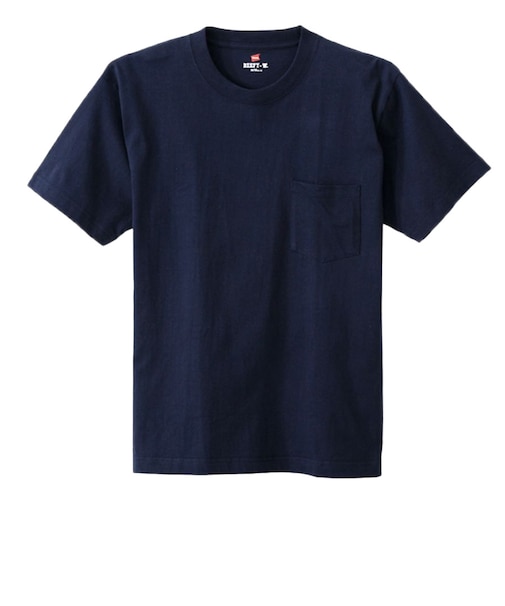 ヘインズ（Hanes）Tシャツ メンズ ビーフィー ポケット BEEFY 半袖 クルーネック ネイビー 紺 T 定番 長持ち H5190 370 オンライン価格
