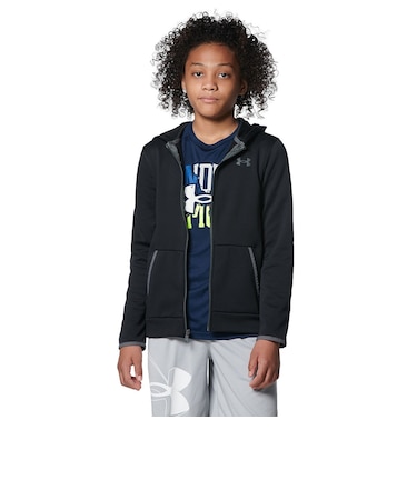 アンダーアーマー（UNDER ARMOUR）パーカー ボーイズ アーマーフリース フルジップ 1357605 BLK/PCG AT オンライン価格