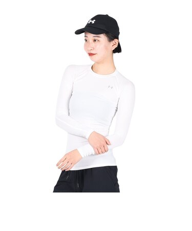 アンダーアーマー(UNDER ARMOUR)ヒートギア(夏向け) コンプレッション クルーネック 長袖シャツ 1358604 WHT AT オンライン価格 速乾